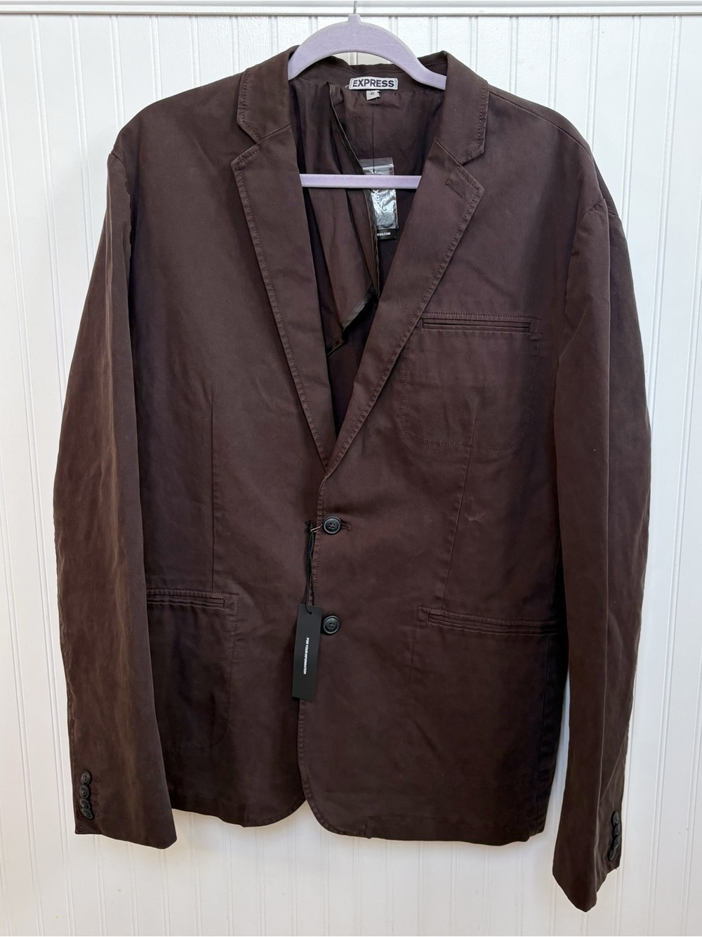 Express Menβs XL Brown Garment Dyed Cotton Stretch Blazer Sport Coat Jacket NEW